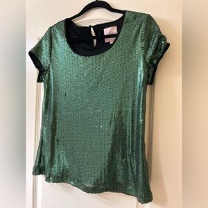 Green sequined lightweight sparkly top